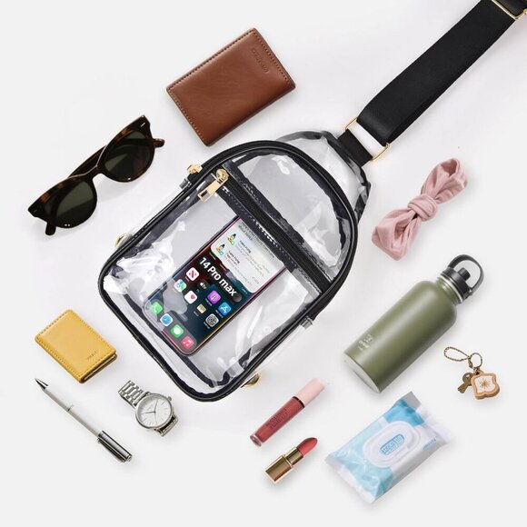 Clear Stadium Approved Sling Bag Women Men Adjustable Shoulder Crossbody - Picture 3 of 6
